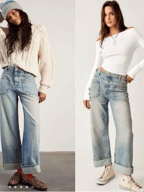 We The Free Light Wash Wide Leg Jeans